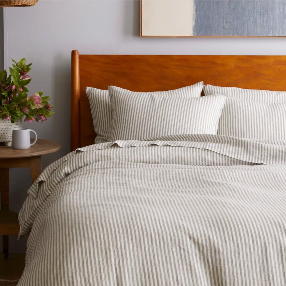 Quince European Linen Stripe Duvet Cover King